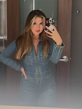 Free People Dark Blue Denim Skinny Jumpsuit